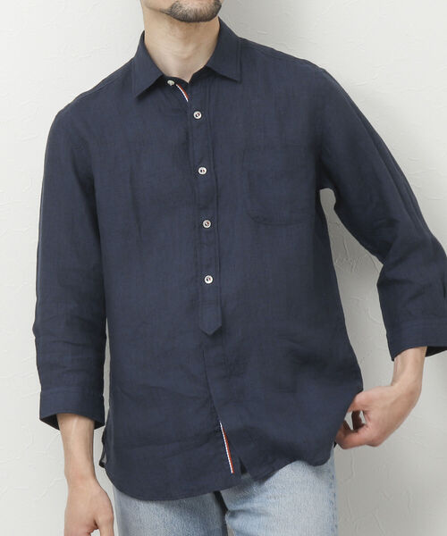 NOLLEY'S goodman（ノーリーズグッドマン）の「リネンパラシュート 7分袖シャツ（シャツ/ブラウス・メンズ・ブラック/ネイビー/グレイッシュベージュ/レッド/サックスブルー/ブルー系その他・S/M/L/XL）」の4枚目の写真