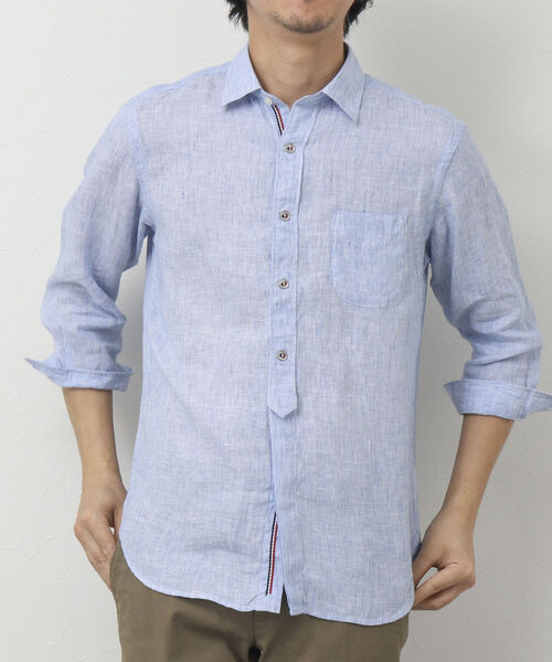 NOLLEY'S goodman（ノーリーズグッドマン）の「リネンパラシュート 7分袖シャツ（シャツ/ブラウス・メンズ・ブラック/ネイビー/グレイッシュベージュ/レッド/サックスブルー/ブルー系その他・S/M/L/XL）」の5枚目の写真