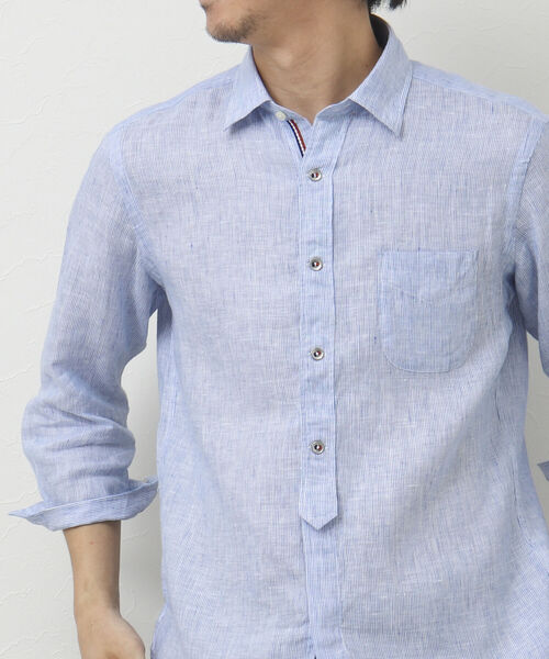 NOLLEY'S goodman（ノーリーズグッドマン）の「リネンパラシュート 7分袖シャツ（シャツ/ブラウス・メンズ・ブラック/ネイビー/グレイッシュベージュ/レッド/サックスブルー/ブルー系その他・S/M/L/XL）」の11枚目の写真