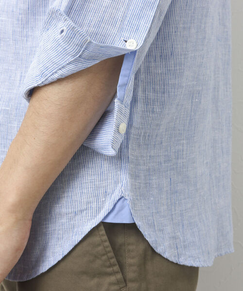 NOLLEY'S goodman（ノーリーズグッドマン）の「リネンパラシュート 7分袖シャツ（シャツ/ブラウス・メンズ・ブラック/ネイビー/グレイッシュベージュ/レッド/サックスブルー/ブルー系その他・S/M/L/XL）」の12枚目の写真