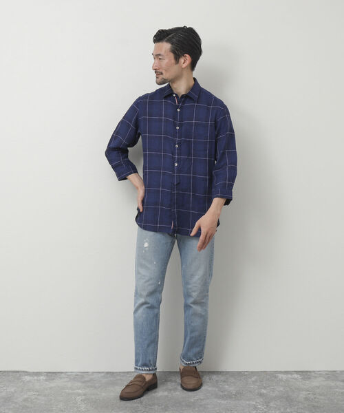 NOLLEY'S goodman（ノーリーズグッドマン）の「リネンパラシュート 7分袖シャツ（シャツ/ブラウス・メンズ・ブラック/ネイビー/グレイッシュベージュ/レッド/サックスブルー/ブルー系その他・S/M/L/XL）」の14枚目の写真