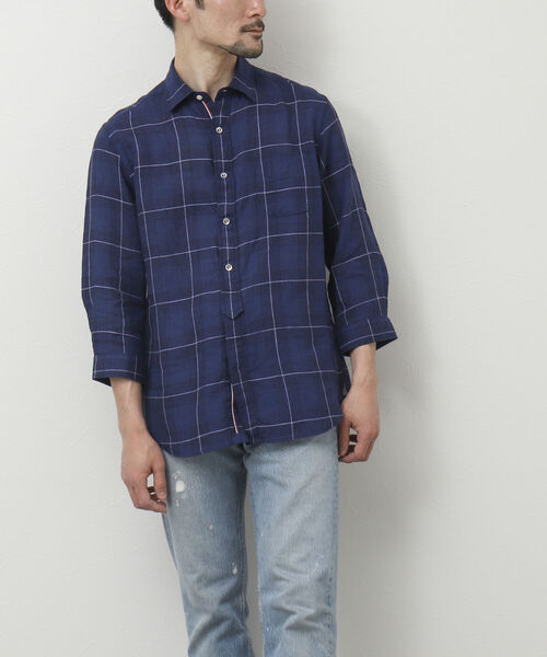 NOLLEY'S goodman（ノーリーズグッドマン）の「リネンパラシュート 7分袖シャツ（シャツ/ブラウス・メンズ・ブラック/ネイビー/グレイッシュベージュ/レッド/サックスブルー/ブルー系その他・S/M/L/XL）」の16枚目の写真