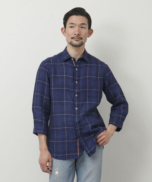 NOLLEY'S goodman（ノーリーズグッドマン）の「リネンパラシュート 7分袖シャツ（シャツ/ブラウス・メンズ・ブラック/ネイビー/グレイッシュベージュ/レッド/サックスブルー/ブルー系その他・S/M/L/XL）」の17枚目の写真