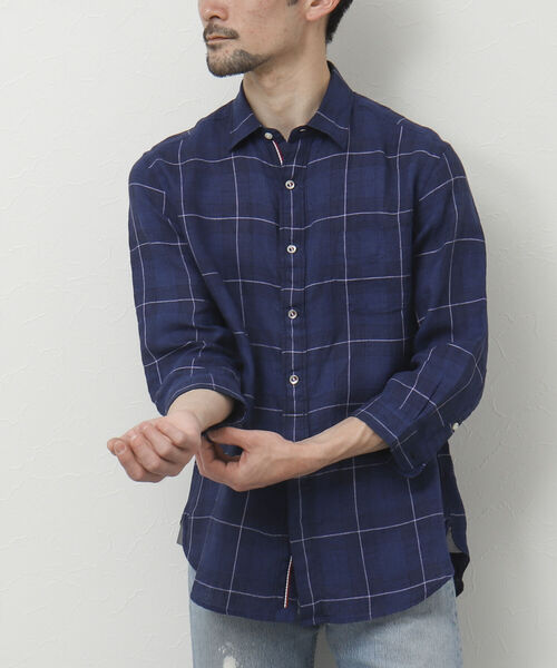 NOLLEY'S goodman（ノーリーズグッドマン）の「リネンパラシュート 7分袖シャツ（シャツ/ブラウス・メンズ・ブラック/ネイビー/グレイッシュベージュ/レッド/サックスブルー/ブルー系その他・S/M/L/XL）」の18枚目の写真