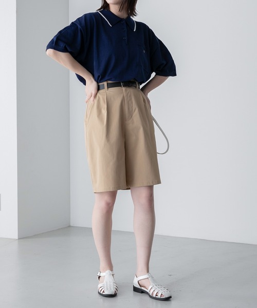 BONLECILL（ボンルシール）の「【JAMMINコラボ】バイシクルモチーフ刺繍 配色ライン ニットポロプルオーバー（ポロシャツ・レディース・ネイビー/ブラック/アイボリー/グレー・FREE）」の8枚目の写真