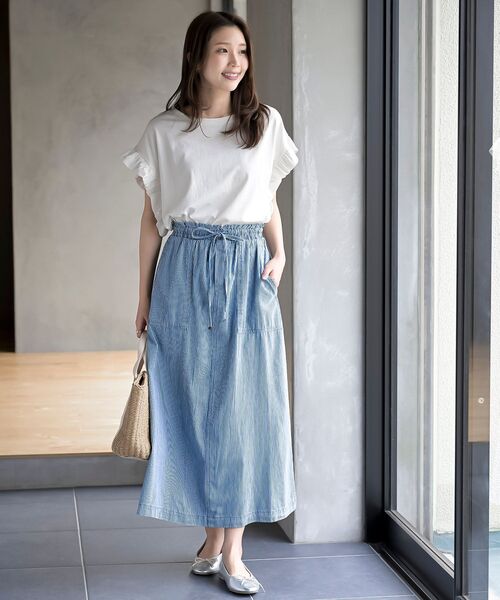 rps（アールピーエス）の「フリルスリーブＴ（Tシャツ/カットソー・レディース・ブラック/サックスブルー/オフホワイト/マスタード/グリーン/オレンジ系その他/グレイッシュベージュ・フリー）」の8枚目の写真