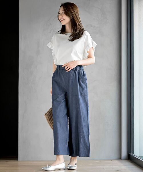 rps（アールピーエス）の「フリルスリーブＴ（Tシャツ/カットソー・レディース・ブラック/サックスブルー/オフホワイト/マスタード/グリーン/オレンジ系その他/グレイッシュベージュ・フリー）」の19枚目の写真