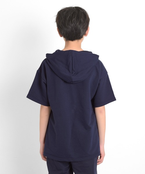 GLAZOS（グラソス）の「ミニ裏毛・カレッジプリント5分袖ビッグパーカー【セットアップ対応】（パーカー・キッズ・ネイビー/オートミール・170cm/140cm/160cm/150cm）」の9枚目の写真