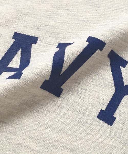 GLAZOS（グラソス）の「ミニ裏毛・カレッジプリント5分袖ビッグパーカー【セットアップ対応】（パーカー・キッズ・ネイビー/オートミール・170cm/140cm/160cm/150cm）」の4枚目の写真