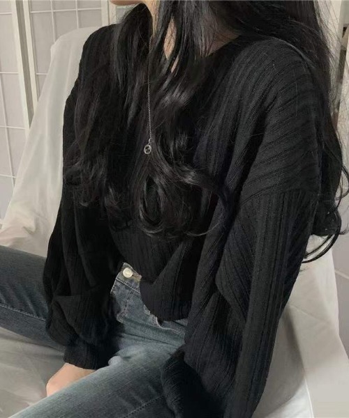 Achic(アシック)の「【新色展開】リブ編み ニットソートップス(ニット/セーター・レディース・ブルー/グレー/ブラック/レッド/ベージュ/アイボリー・M)」の21枚目の写真