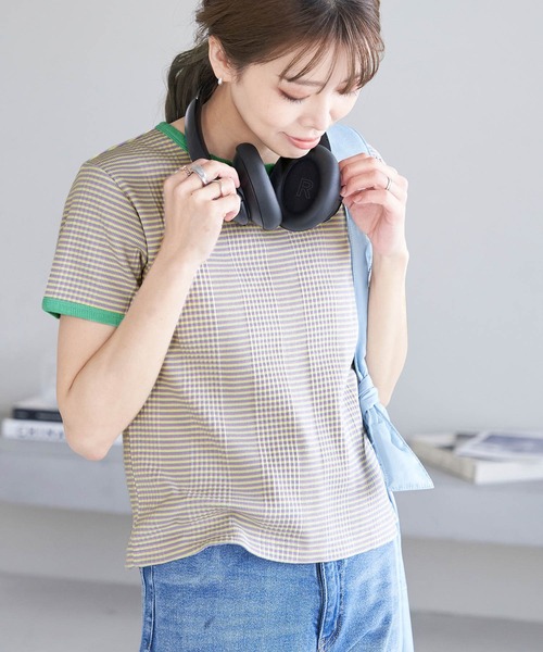 ROPE' PICNIC(ロペピクニック)の「リンクコーデ/マルチボーダーリンガーTシャツ(Tシャツ/カットソー・レディース・ブルー/ラベンダー/ライトグリーン・38)」の3枚目の写真