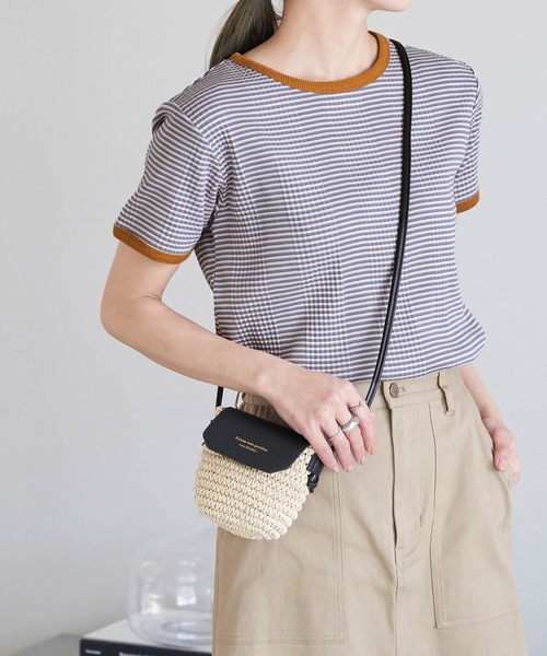 ROPE' PICNIC(ロペピクニック)の「リンクコーデ/マルチボーダーリンガーTシャツ(Tシャツ/カットソー・レディース・ブルー/ラベンダー/ライトグリーン・38)」の1枚目の写真