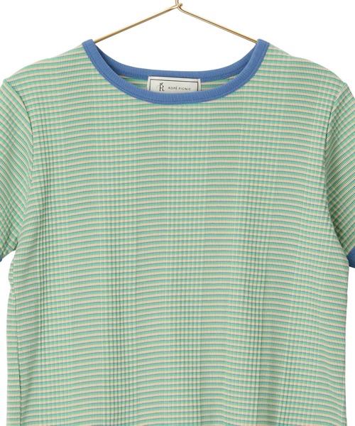 ROPE' PICNIC(ロペピクニック)の「リンクコーデ/マルチボーダーリンガーTシャツ(Tシャツ/カットソー・レディース・ブルー/ラベンダー/ライトグリーン・38)」の5枚目の写真