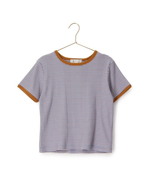 ROPE' PICNIC(ロペピクニック)の「リンクコーデ/マルチボーダーリンガーTシャツ(Tシャツ/カットソー・レディース・ブルー/ラベンダー/ライトグリーン・38)」の4枚目の写真