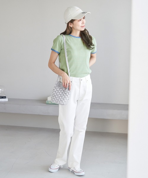 ROPE' PICNIC(ロペピクニック)の「リンクコーデ/マルチボーダーリンガーTシャツ(Tシャツ/カットソー・レディース・ブルー/ラベンダー/ライトグリーン・38)」の14枚目の写真