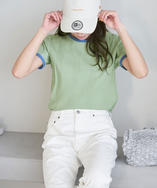 ROPE' PICNIC(ロペピクニック)の「リンクコーデ/マルチボーダーリンガーTシャツ(Tシャツ/カットソー・レディース・ブルー/ラベンダー/ライトグリーン・38)」の16枚目の写真