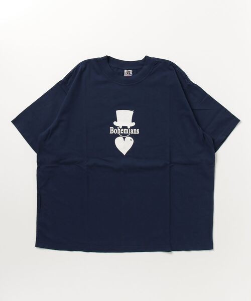BOHEMIANS(ボヘミアンズ)の「BOHEMIANS/ボヘミアンズ MONO LOVE & HAT S/S TEE モノラブハット(Tシャツ/カットソー・レディース・ネイビー/ホワイト・XS)」の2枚目の写真