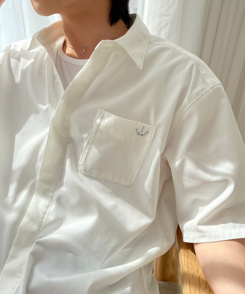 LIMMSE(リムズ)の「【LIMMSE】ワンポイント胸刺繍シャツ(シャツ/ブラウス・メンズ・ピンク/サックスブルー/オフホワイト/ブラック・FREE)」の10枚目の写真