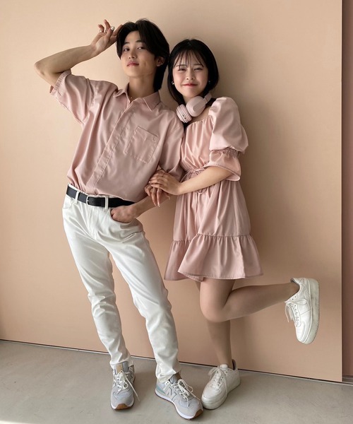 LIMMSE(リムズ)の「【LIMMSE】ワンポイント胸刺繍シャツ(シャツ/ブラウス・メンズ・ピンク/サックスブルー/オフホワイト/ブラック・FREE)」の21枚目の写真