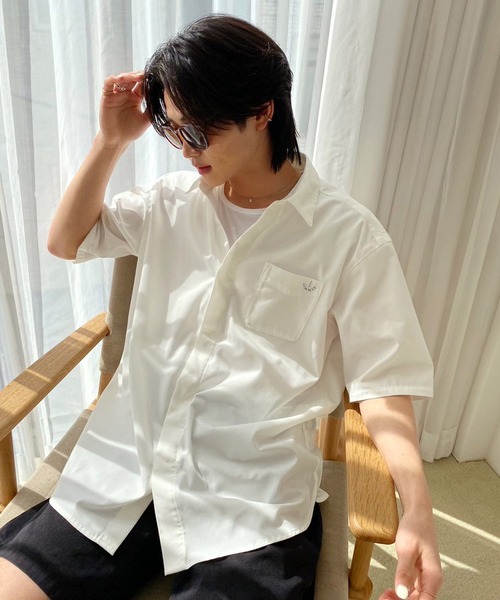 LIMMSE(リムズ)の「【LIMMSE】ワンポイント胸刺繍シャツ(シャツ/ブラウス・メンズ・ピンク/サックスブルー/オフホワイト/ブラック・FREE)」の11枚目の写真