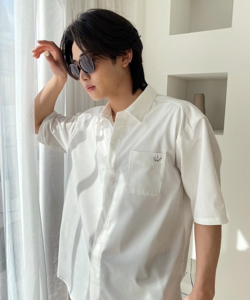 LIMMSE(リムズ)の「【LIMMSE】ワンポイント胸刺繍シャツ(シャツ/ブラウス・メンズ・ピンク/サックスブルー/オフホワイト/ブラック・FREE)」の9枚目の写真