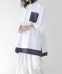 minsobi（ミンソビ）の「半袖デニムレイヤード風トップス（Tシャツ/カットソー）」