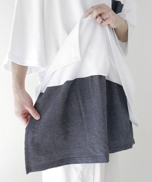 minsobi(ミンソビ)の「半袖デニムレイヤード風トップス(Tシャツ/カットソー・メンズ・ホワイト/ブラック・FREE)」の19枚目の写真