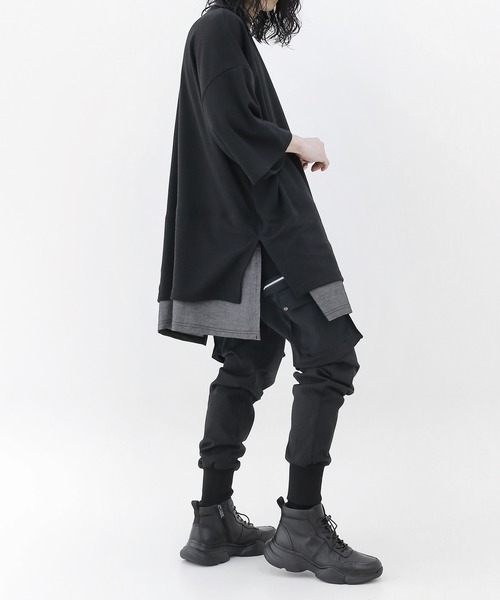 minsobi(ミンソビ)の「半袖デニムレイヤード風トップス(Tシャツ/カットソー・メンズ・ホワイト/ブラック・FREE)」の15枚目の写真