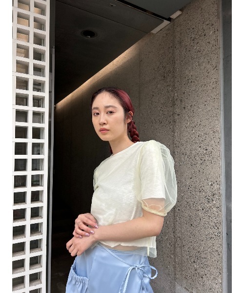 TULLE LAYERED トップス BEG MOUSSY（マウジー）の「TULLE LAYERED TOP / チュールレイヤード