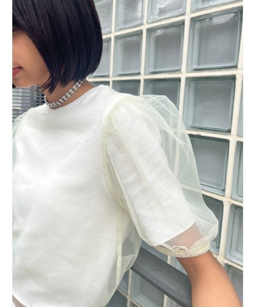 MOUSSY（マウジー）の「TULLE LAYERED TOP / チュールレイヤード