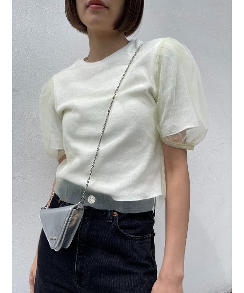 TULLE LAYERED トップス BEG MOUSSY（マウジー）の「TULLE LAYERED TOP / チュールレイヤード