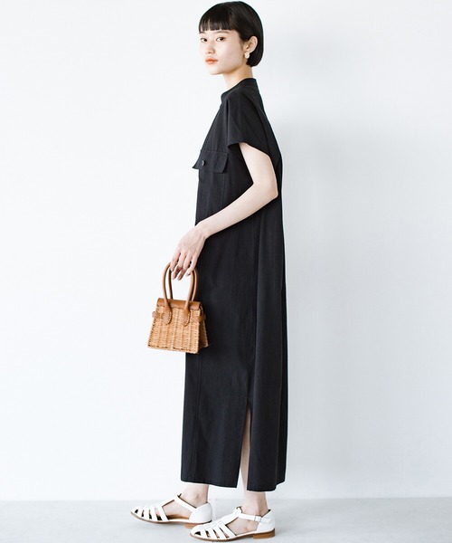 haco!(ハコ)の「ポケットには夢と希望とハートが詰まっている!シャツワンピース haco! FACTORY with ah(attach heart)!(シャツワンピース・レディース・カーキ/ブラック・1/2)」の5枚目の写真