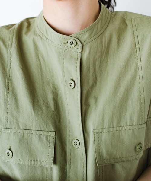 haco!(ハコ)の「ポケットには夢と希望とハートが詰まっている!シャツワンピース haco! FACTORY with ah(attach heart)!(シャツワンピース・レディース・カーキ/ブラック・1/2)」の6枚目の写真