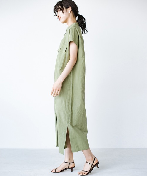 haco!(ハコ)の「ポケットには夢と希望とハートが詰まっている!シャツワンピース haco! FACTORY with ah(attach heart)!(シャツワンピース・レディース・カーキ/ブラック・1/2)」の8枚目の写真