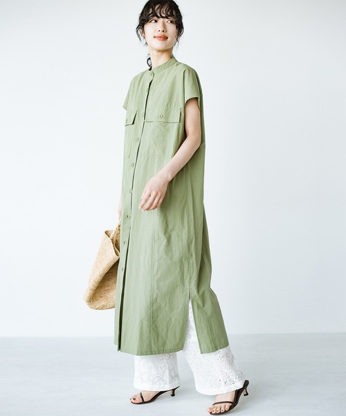 haco!(ハコ)の「ポケットには夢と希望とハートが詰まっている!シャツワンピース haco! FACTORY with ah(attach heart)!(シャツワンピース・レディース・カーキ/ブラック・1/2)」の13枚目の写真