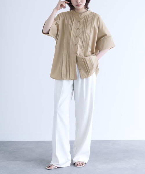 n'OrLABEL（ノアールレーベル）の「『ピンタックバンドカラーブラウス』（シャツ/ブラウス・レディース・ベージュ/ミント/オフホワイト/ブラック・FREE）」の3枚目の写真