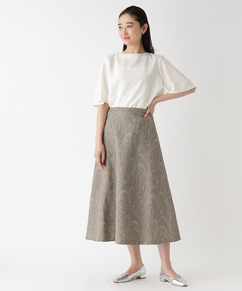 OPAQUE.CLIP(オペークドットクリップ)の「◆ペイズリーフレアスカート【洗濯機洗い可】(スカート・レディース・ベージュ系/カーキ系・42/38/40)」の4枚目の写真