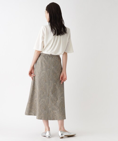 OPAQUE.CLIP(オペークドットクリップ)の「◆ペイズリーフレアスカート【洗濯機洗い可】(スカート・レディース・ベージュ系/カーキ系・42/38/40)」の5枚目の写真
