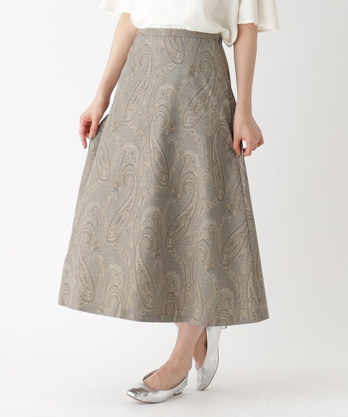 OPAQUE.CLIP(オペークドットクリップ)の「◆ペイズリーフレアスカート【洗濯機洗い可】(スカート・レディース・ベージュ系/カーキ系・42/38/40)」の6枚目の写真