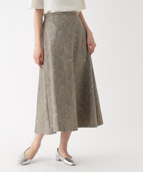 OPAQUE.CLIP(オペークドットクリップ)の「◆ペイズリーフレアスカート【洗濯機洗い可】(スカート・レディース・ベージュ系/カーキ系・42/38/40)」の8枚目の写真