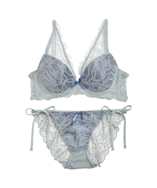 オールレース ボタニカルフラワー 育乳脇高 ブラジャー& サイド