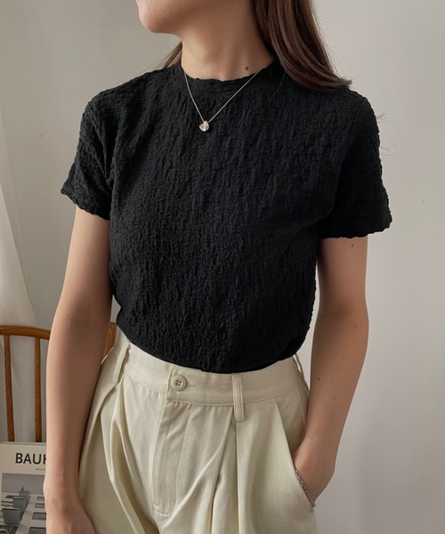 Miscere(ミスケーレ)の「◇ ポコポコクルーネックトップス GLAPA-041(Tシャツ/カットソー・レディース・グリーン/ホワイト/ブラック・FREE)」の2枚目の写真