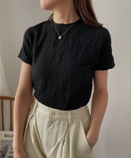Miscere(ミスケーレ)の「◇ ポコポコクルーネックトップス GLAPA-041(Tシャツ/カットソー・レディース・グリーン/ホワイト/ブラック・FREE)」の8枚目の写真