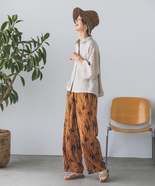 LEPSIM（レプシィム）の「リネンライクドライシャツ　177197（シャツ/ブラウス・レディース・オレンジ系その他/ブラック/ライトベージュ/カーキ・FREE）」の6枚目の写真