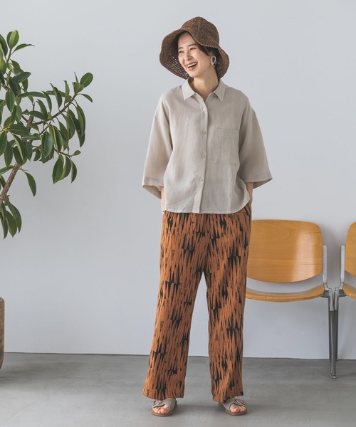 LEPSIM（レプシィム）の「リネンライクドライシャツ　177197（シャツ/ブラウス・レディース・オレンジ系その他/ブラック/ライトベージュ/カーキ・FREE）」の13枚目の写真