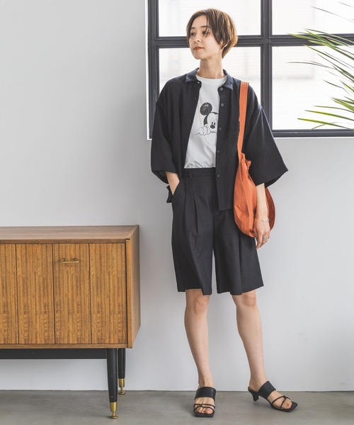 LEPSIM（レプシィム）の「リネンライクドライシャツ　177197（シャツ/ブラウス・レディース・オレンジ系その他/ブラック/ライトベージュ/カーキ・FREE）」の9枚目の写真