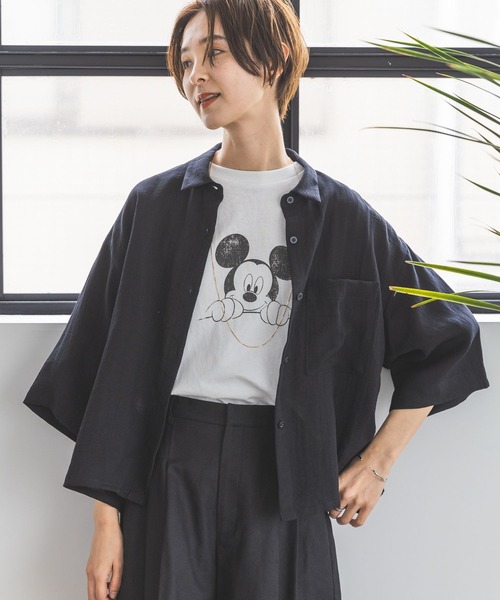 LEPSIM（レプシィム）の「リネンライクドライシャツ　177197（シャツ/ブラウス・レディース・オレンジ系その他/ブラック/ライトベージュ/カーキ・FREE）」の15枚目の写真