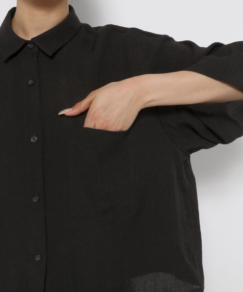 LEPSIM（レプシィム）の「リネンライクドライシャツ　177197（シャツ/ブラウス・レディース・オレンジ系その他/ブラック/ライトベージュ/カーキ・FREE）」の11枚目の写真