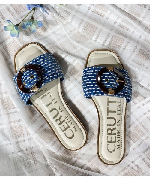 Desert Rose(デザートローズ)の「【CERUTTI】リングバックルフラット ミュールサンダル(サンダル・レディース・ブルー/ブラウン・38inch/36inch/37inch/35inch)」の2枚目の写真