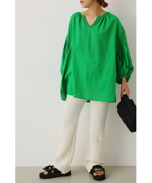 RODEO CROWNS WIDE BOWL（ロデオクラウンズワイドボウル）の「パフスリーブカフタンブラウス（シャツ/ブラウス・レディース・オフホワイト/グリーン/ブラック・FREE）」の10枚目の写真